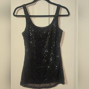 Imaginary Voyage Elegant Black Sequined Stretch tank top